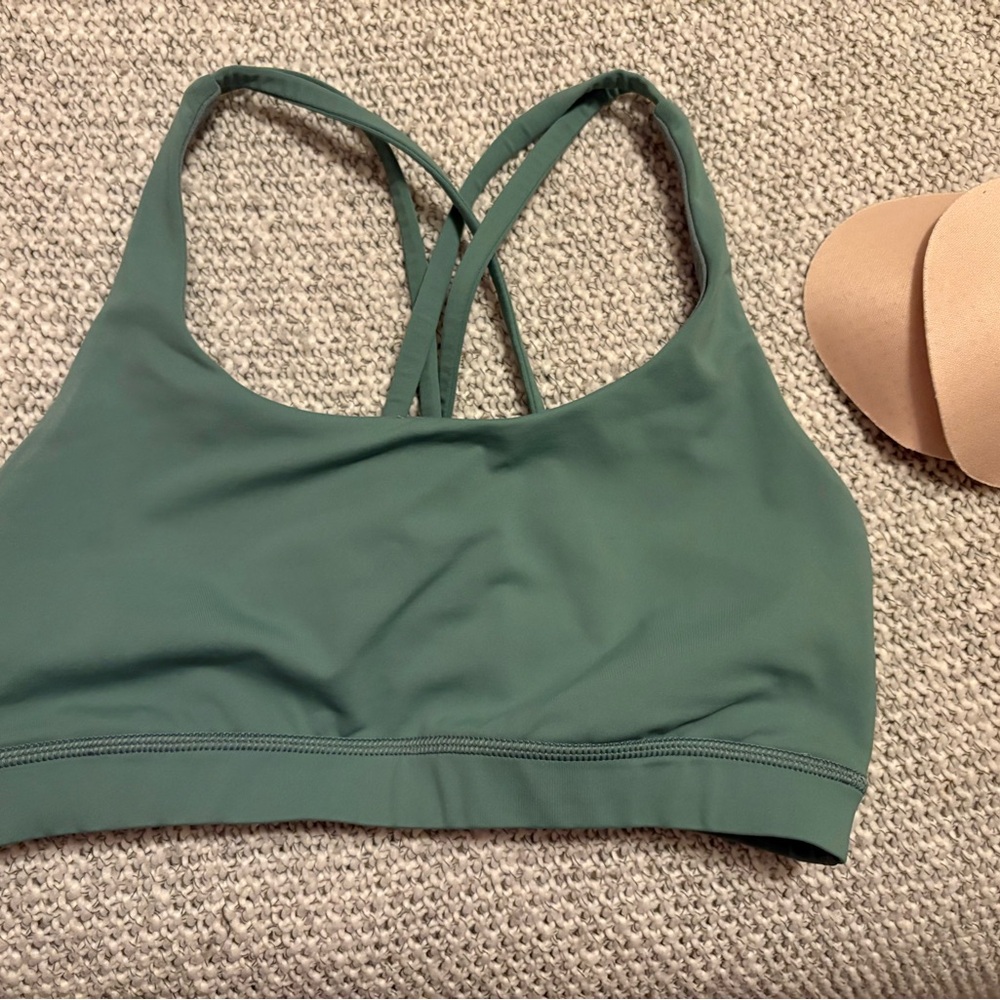Sage Green Sports Bra with Racerback Design and Light Support